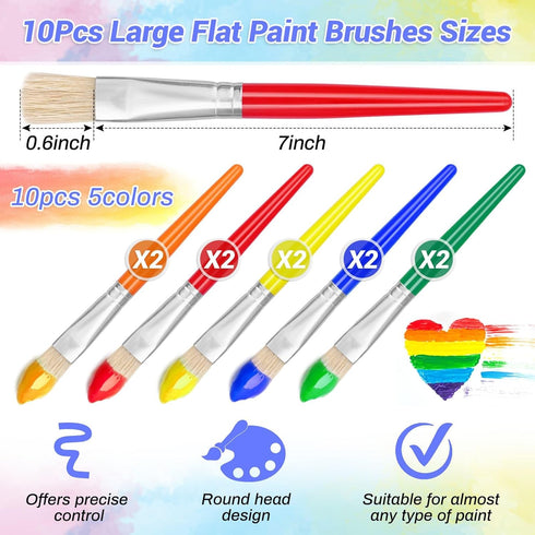 10Pcs Paint Brushes for Pumpkin Painting, Anezus Kids Paint Brushes Classroom Toddlers Paint Brush Set Flat Top Brushed for Preschool Daycare Craf...