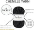 NICEEC 3 Skeins Soft Chenille Yarn Blanket Yarn for Knitting Fancy Yarn for Crochet Weaving DIY Craft Total Length 3×85m (3×93yds, 3×50g)_Black...