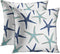 Emvency Set of 2 Throw Pillow Covers Beach Ocean Coastal Green and Blue Starfish Decorative Pillow Cases Home Decor Standard Square 18x18 Inches S...