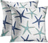 Emvency Set of 2 Throw Pillow Covers Beach Ocean Coastal Green and Blue Starfish Decorative Pillow Cases Home Decor Standard Square 18x18 Inches S...