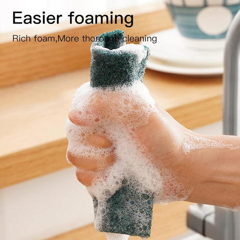 Heavy Duty Scour Pads Sponge Dish Scrubber Non-Scratch Green Reusable Household Scrub Pads for Kitchen and Dish Cleaning Tool (12Pcs)...