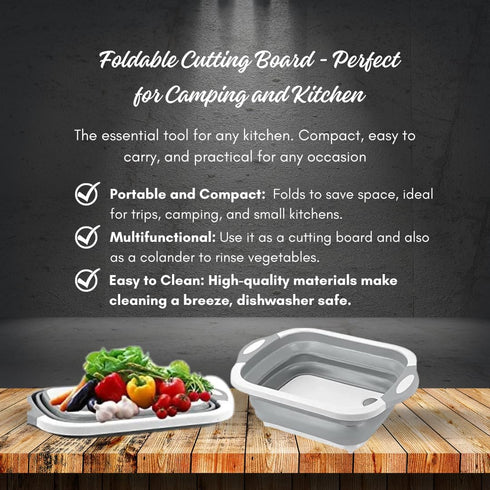 Heclasal Collapsible Cutting Board tub, Space Saving Multifunctional Chopping Board, Fruit & Vegetable Containers Basket, Washing Drain Basket for...