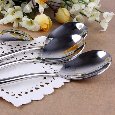 Korean Stainless Steel Rice Soup Iced Tea Spoon Coffee Spoon Cold Drink Spoon Fruit Juice Long Ice Scoop Long handle Great Circle 3Pcs...