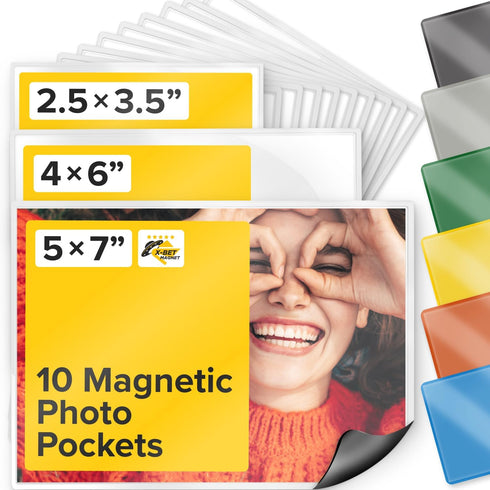 Magnetic Picture Frames for Refrigerator, White, Holds 5x7 inches photo, 10 pack, premium magnetic photo frame by X-Bet...