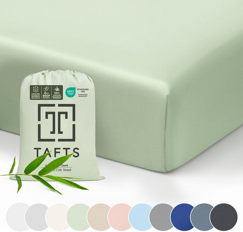 TAFTS 100% Viscose derived from Bamboo Fitted Crib Sheets, Girls, Boys & Unisex, 8 Inch Deep Pocket, Standard Crib & Toddler Mattress, Cooling, So...