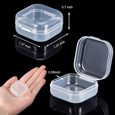 24 Packs Small Clear Plastic Beads Storage Containers Box with Hinged Lid for Storage of Small Items, Crafts, Jewelry, Hardware(1.37 x 1.37 x 0.7 ...