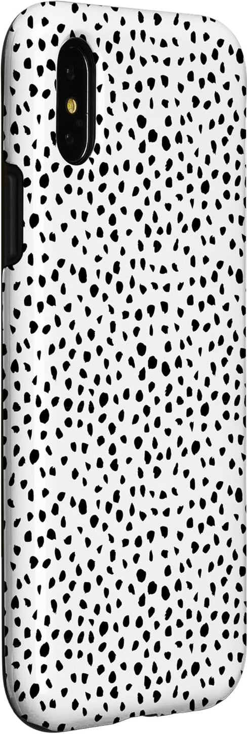 iPhone X/XS Popular Dalmatian Pattern, White w Brush Stroke Black Spots Case...