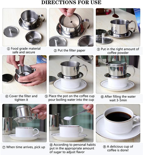 Stainless Steel Drip Coffee Filter Maker Vietnamese Style Drip Coffee Pot Infuser Ideal for on the Go/home (Gold)...