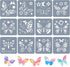 12 Pieces Butterfly Stencil Reusable Butterfly Paint Stencils Template Butterfly Animal DIY Craft Plastic Drawing Stencils for Painting on Wood Wa...