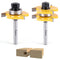 2PCS Tongue and Groove Set 1/4 Inch Shank Router Bit Set, 3 Teeth Adjustable T Shape Wood Milling Cutter...