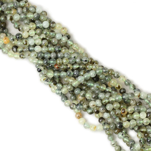60PCS 6mm Natural Prehnite Gemstone Smooth Surface Round Loose Beads for Jewelry Making 1 String 15 Inches...