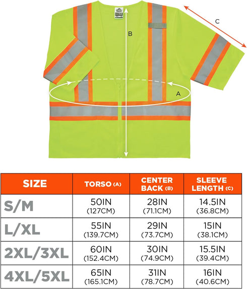 Ergodyne unisex adult Two-tone - Class 3 Two Tone Vest Zipper, Lime, Small-Medium US...
