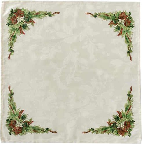 Benson Mills Christmas Ribbons Engineered Printed Fabric Cloth Napkins for Christmas, Winter, and Holiday Tablecloths (19" X 19" Napkins Set of 4,...