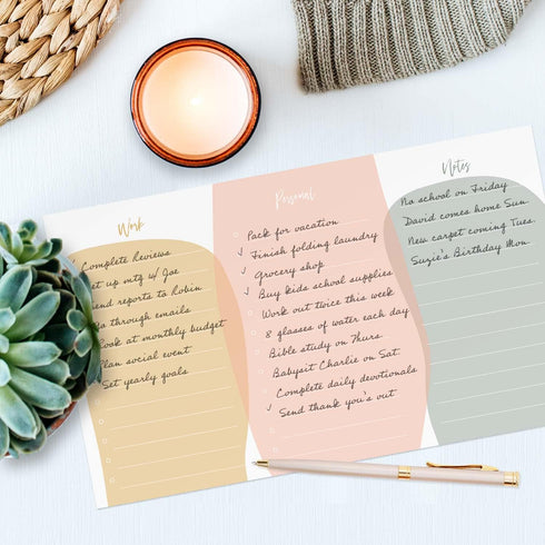 Modern Life, Work and Personal to Do Pad / 10" x 6" Sticky Note Fill in Task Tracker / 50 Sheets Per Pad/Unique Three Section Organizational Lists...