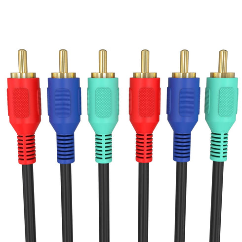 Cmple - 3 RCA Cable 12ft RGB Component Audio Video RCA Cables Male to Male A/V Cable for HDTV, Satellite, Home Theater - Black...
