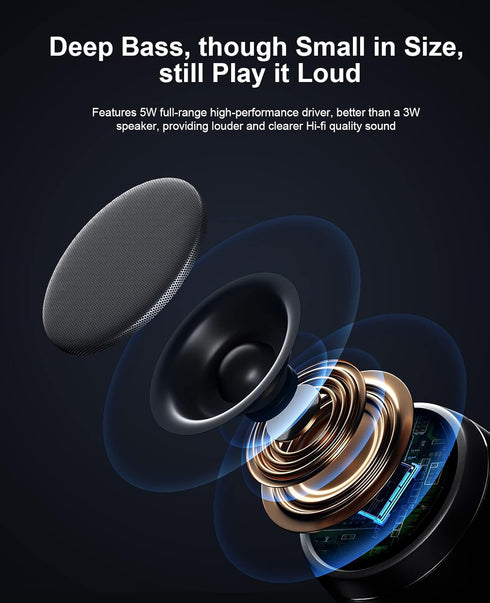 comiso Small Bluetooth Speaker with Stereo Sound, Punchy Bass Mini Speaker with Built-in-Mic, Hands-Free Call, Small Speaker with Brief Design. Po...