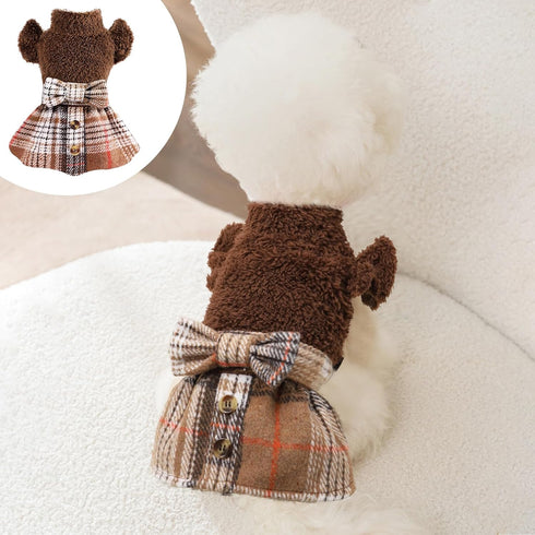 XS Dog Sweater Winter Dog Dresses for Small Dogs Girl Dog Clothes Christmas Plaid Dog Dress for Pet Puppy Clothes Cat Apparel...