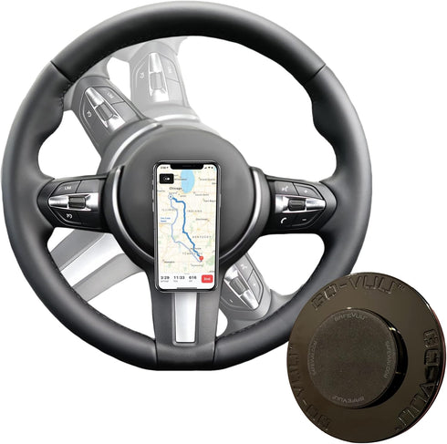 Magnetic Universal Steering Wheel Phone Holder - Perfect Rotating Magnet Mobile Mount for Golf Carts, Trucks, Utility Vehicles, Motor Coaches, GPS...