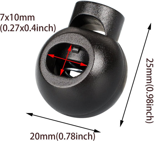 DYZD Single Hole Cord Lock Plastic Spring Toggle Stopper Cord Rope End for Drawstrings, Paracord (20PCS, Khaki)...
