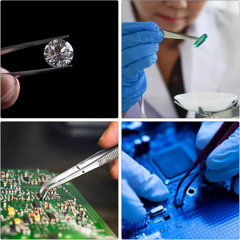 Precision Tweezers 122mm Elbow Pointed Hollow Anti-slip Stainless Steel Craft Professional Tweezer for Replace Precision Parts Technology Industri...