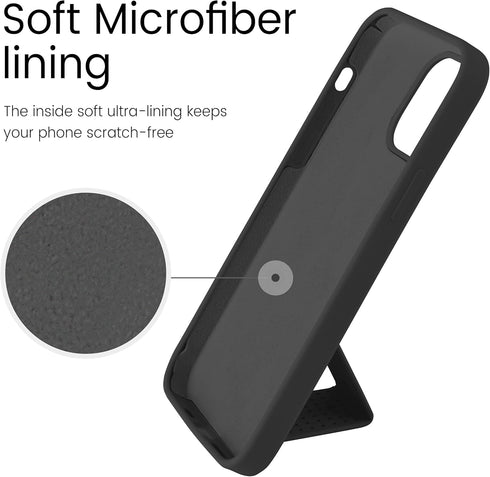 LAUDTEC Silicone Kickstand Case Compatible with iPhone 12/12 Pro, Vertical and Horizontal Stand Hand Strap Metal Kickstand Cover, Flexible Soft Li...