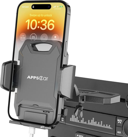 APPS2Car Sturdy CD Slot Phone Mount with One Hand Operation Design, Hands-Free Car Phone Holder Universally Compatible with All iPhone & Android C...