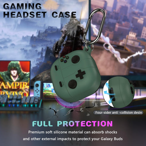 RFUNGUANGO with Keychain, Cleaning Tool Included, Gaming Console Themed Case for Samsung Galaxy Buds 2 Pro/Buds Pro/Buds Live/Buds 2/Galaxy Buds F...