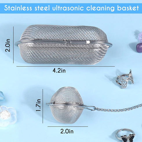 AIERSA Ultrasonic Cleaner Basket, 2Pcs Stainless Steel Basket for Ultrasonic Jewelry Cleaner,Small Part and Jewelry Cleaner Solution...