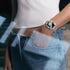 Surace Compatible with Apple Watch Bands 45mm for Women Series 9 8 7, Bling Diamond Rhinestone Link Bracelet with 2 in 1 Waterproof Bling Case Lac...