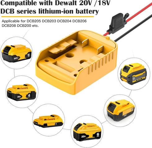 2 Packs Power Wheels Adapter for Dewalt 20V Battery Adapter Power Wheels Battery Converter Kit with Fuse & Switch & Wire Terminals, 12AWG Wire, fo...