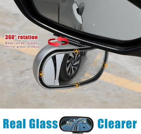 Blind Spot Car Rearview Stick on Mirror, Auto 360 ° HD Adjustable Convex Wide Angle Side Rearview Mirror, Universal Vehicle Concave Mirroraid Gadg...