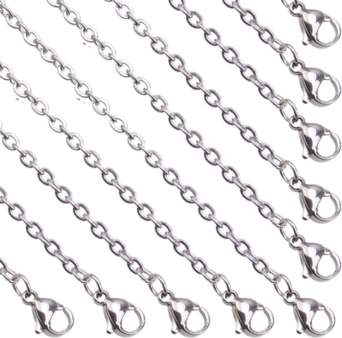 LPBeads 12 Pack Mix Size Stainless Steel Chain Necklace for Jewelry Making...