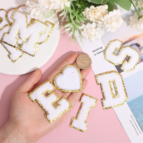 CHGCRAFT 10PCS Bride Iron On Patches 2.4inch Letters Iron On Patches Alphabet Patches for Clothes Stick on Letters Patches Fabric Applique for Clo...