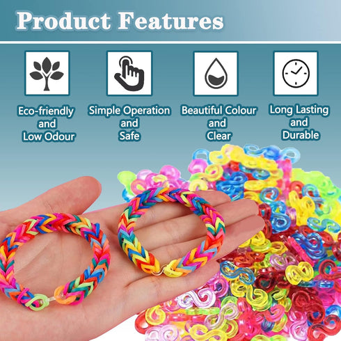 S Clips Rubber Band Clips 1000 Pieces Loom Rubber Band Clips Plastic Band Clips Connectors Refills Bracelet Kit Clip for Loom Bracelets DIY Making...