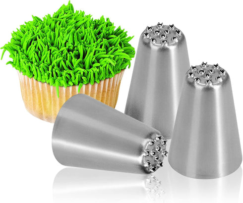 Skypia 3PCS Stainless Steel Grass Icing Nozzles Set Christmas Cupcake Mousse Cake Decorating Tips Piping Nozzles DIY Baking Tools (Multiple)...