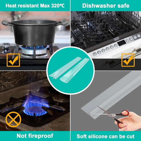 Gap Filler for Stove and Counter - Kitchen Stove Counter Gap Cover Silicone Gap Cover Between Stove and Counter 21 Inches Semi Transparent...