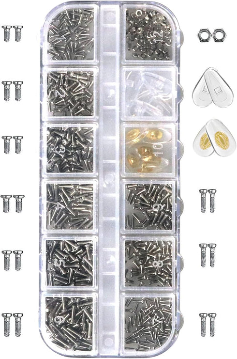 Eyeglass Repair Kit with Glasses Screws - Contains Precision Screwdriver kit and Nose Pads, Cleaning Cloth, Tweezers, Complete Glasses Repair Kit...