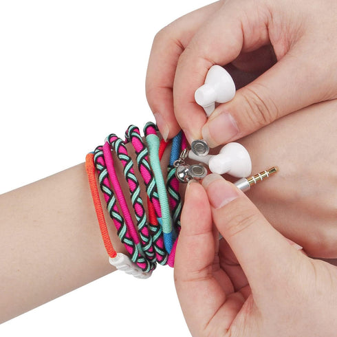 URIZONS Nylon Braided Tangle Free in Ear Headphones - Colorful Wraps Wired Earbuds Bracelet with Microphone High Definition Compatible with iPhone...