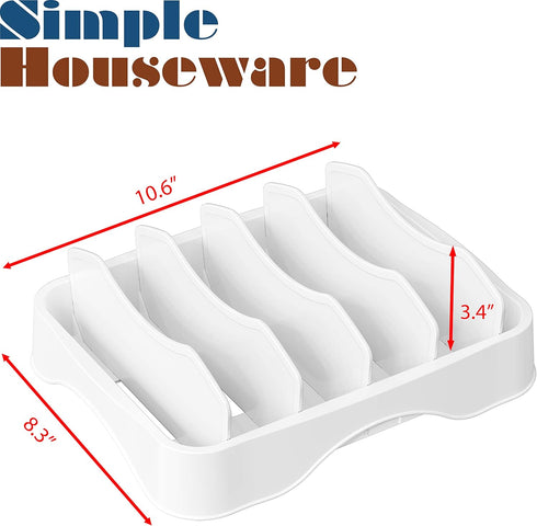 Simple Houseware Food Container Lid Organizer, Adjustable Dividers Lids Storage, 10''x8'', White...