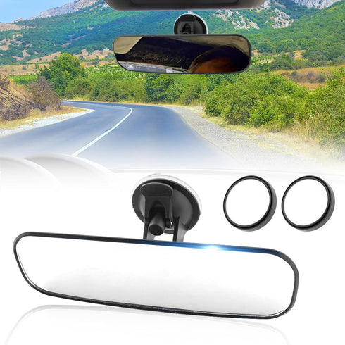 9.8'' Car Rear View Mirror with Suction Cup, Anti Glare Adjustable Auto Interior Rearview Mirror, HD Thickened Vehicle Inside Mirror Kit Universal...