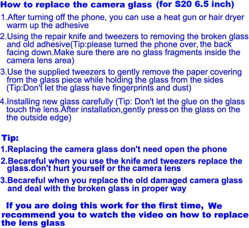 2pcs OEM Original Rear Camera Glass Lens Replacement for Samsung Glaxy S20 6.2 Inch with Adhesive Preinstalled with Repair Tools Kit...