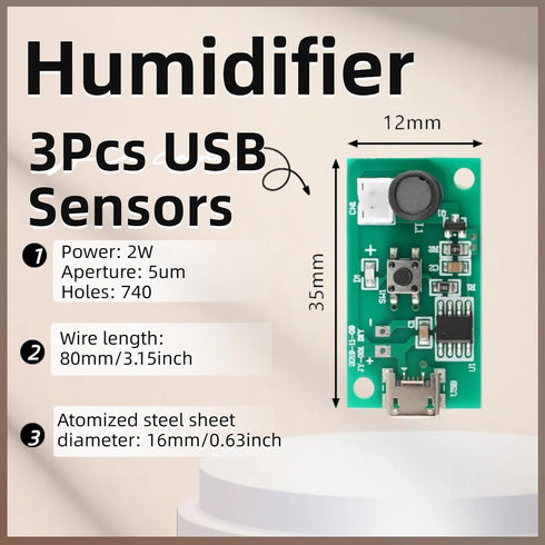 3Pcs USB Humidifier Module USB Spray Module Circuit Board Atomization Module 5V Atomization Plate Circuit Board Atomization Module Atomizer DIY In...