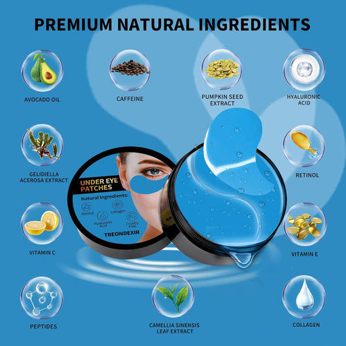 Under Eye Masks for Dark Circles and Puffiness 70PCS, Under Eye Patches for Puffy Eyes Treatment, Under Eye Gel Pads w/Collagen, Retinol, Hyaluron...
