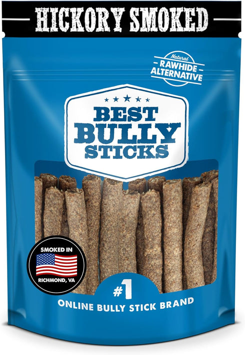 Premium Hickory Smoked Real Beef Dog Treats - Bully Snap Stick, 20 pack - Reward, Puppy & Dog Training Treats - USA Smoked & Packed - No Additives...