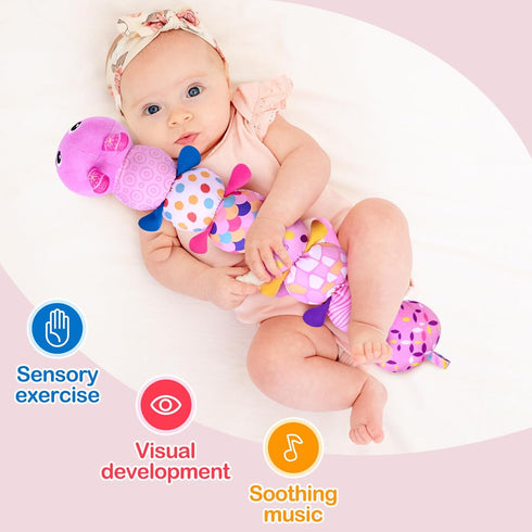 KMUYSL Baby Toys 0 to 12 Months, Musical Stuffed Animal Toys for 0-3-6-12 Months, Soft Sensory Toys with Crinkle and Rattles, Infant Tummy Time To...