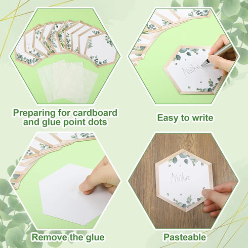 60 Pcs Simply Boho Hexagons Cutouts Hexagon Cutout Simply Boho Classroom Decor Assorted Greenery and Wood Grain 6 Sided Bulletin Board Decorations...