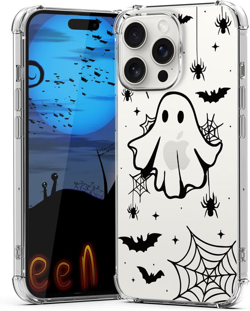YEPO Halloween Case for iPhone 15 Pro Max Clear Fashion Designs Phone Cover Women Girls, Stylish Slim Shockproof Bumper Flower Protective Phone Ca...