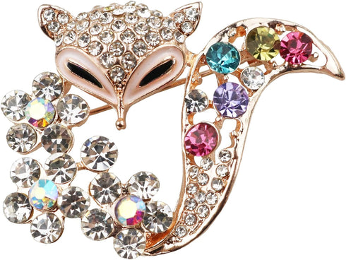 Vintage crystal rhinestones fox brooch women girl fashion personality jewelry Lapel Pin Safety Pin...