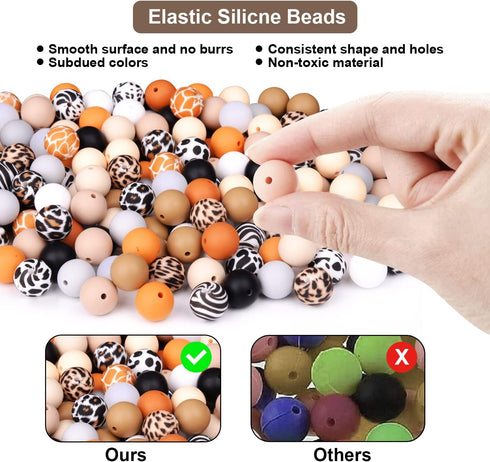 70Pcs Animal Silicone Beads Bracelet Making kit, 15mm Soft Rubber Round Beads Crafts for Keychain Wristlets Pacifier Clips Teething Lanyards Neckl...