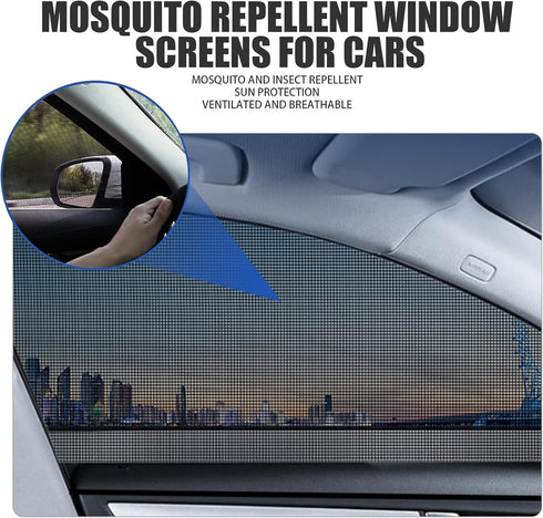 Pack-4 Car Front and Rear Side Window Sunshade, 26.3" x 27.5" + 21.2" x 31.1" Breathable Mesh Privacy Protection, Dustproof Sunproof Window Free L...